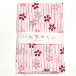 日本手ぬぐい 30 縞さくら 小紋柄 てぬぐい 手拭い 和手拭い